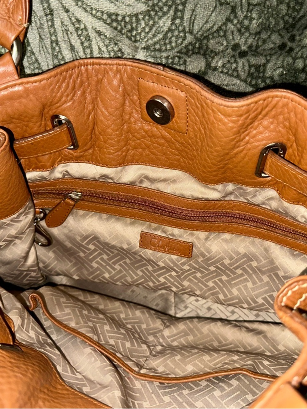 Cole Haan Heritage Village Double Handle Front Zip Tote British Tan Pebbled - Picture 8 of 11